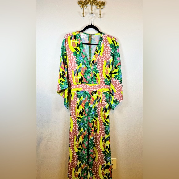 L'ATISTE Pants - L'ATISTE Vibrant Tropical Pant Jumper. Amazing color wide leg v-neck. Size 1X